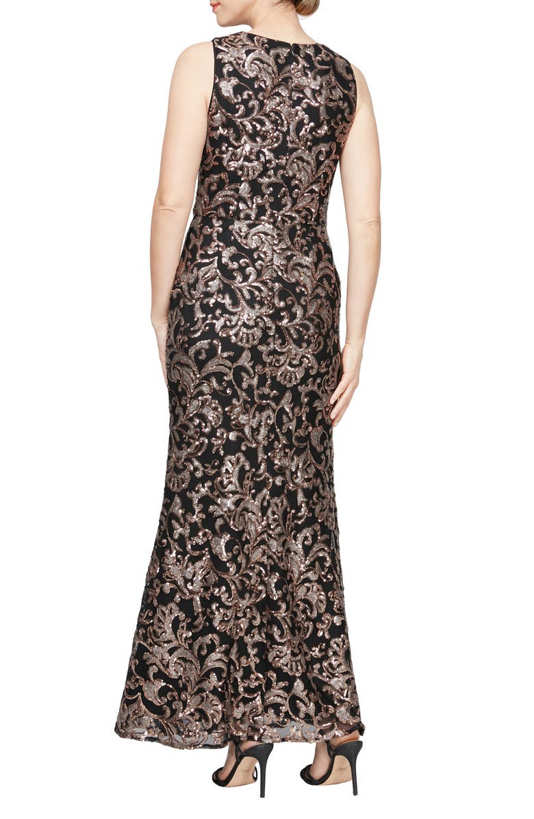Alex Evenings Sequin Sleeveless Gown, Alternate, color,