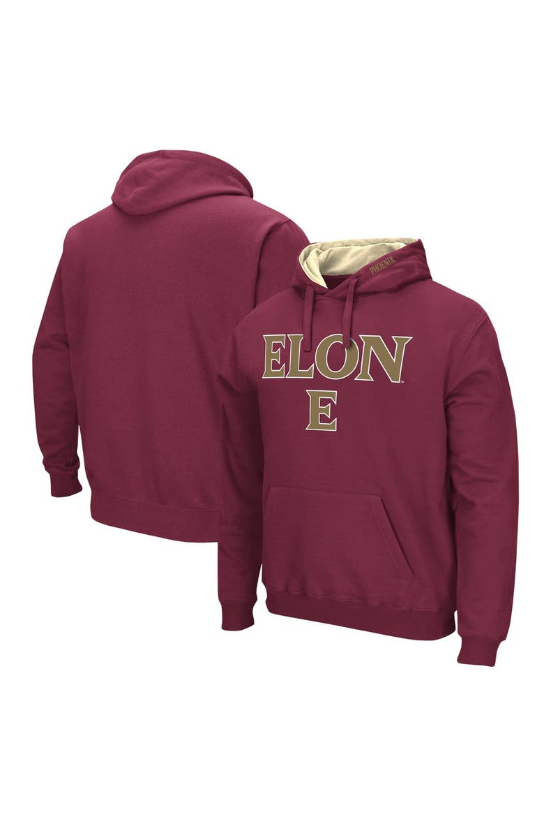 Men's Colosseum  Maroon Elon Phoenix Arch & Logo Pullover Hoodie, Alternate, color, Maroon
