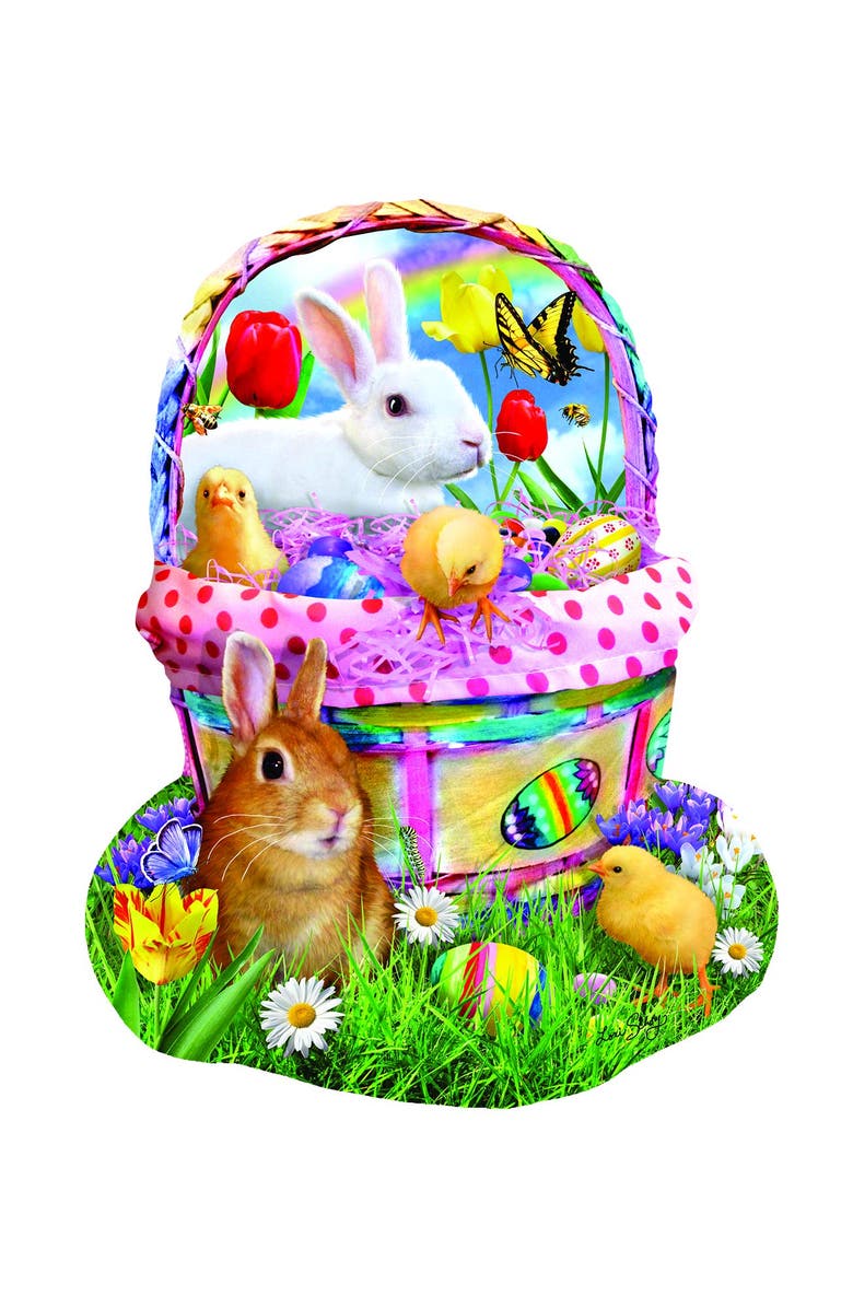Sunsout Bunny's Easter Basket 1000 piece Jigsaw Puzzle for Adults Special Shape, Alternate, color, Multicolor