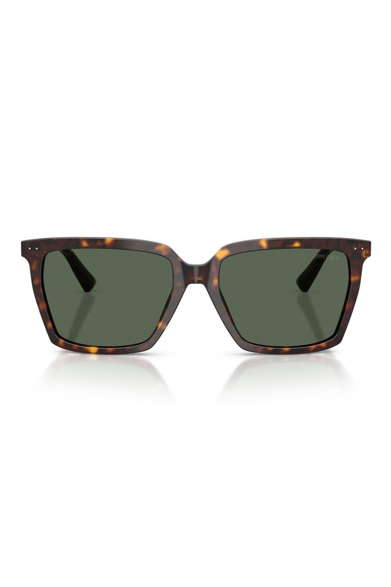 55mm Square Sunglasses, Main, color, HAVANA / DARK GREEN