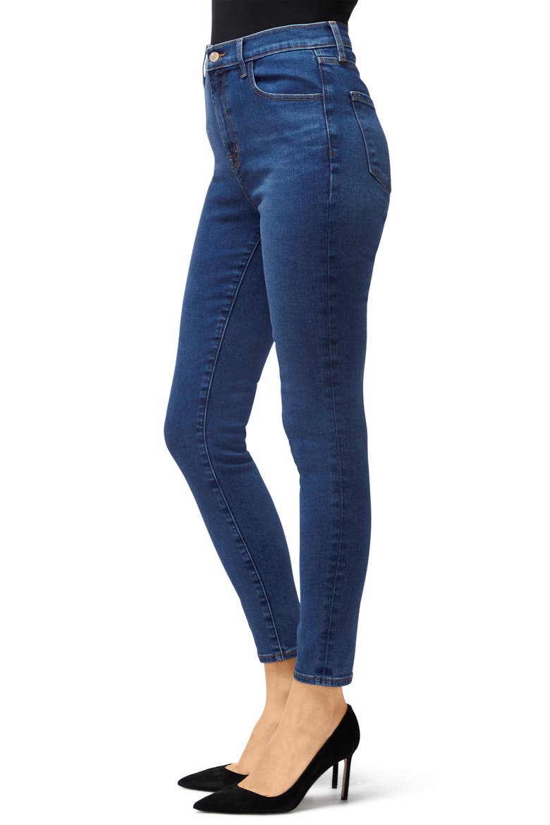 Leenah Super High Waist Raw Ankle Skinny Jeans, Alternate, color, CYBER