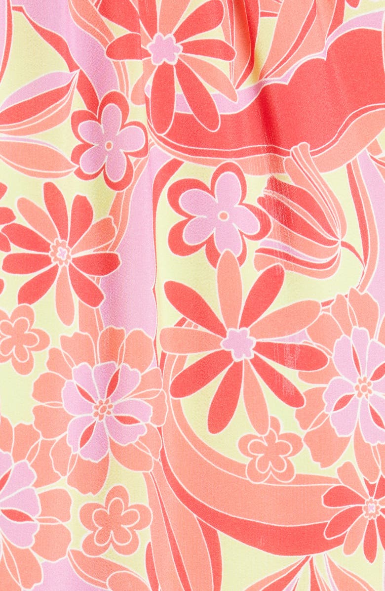 Nicole Miller Smocked Floral Silk Blend Midi Dress, Alternate, color, 