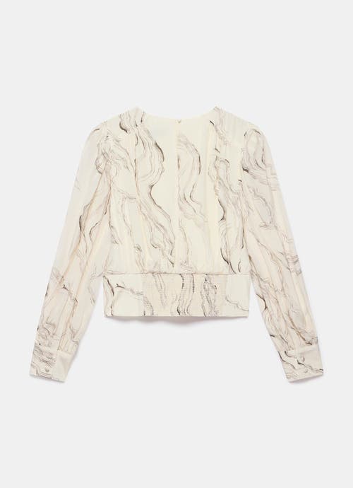 Mint Velvet Marble Print Blouse In White