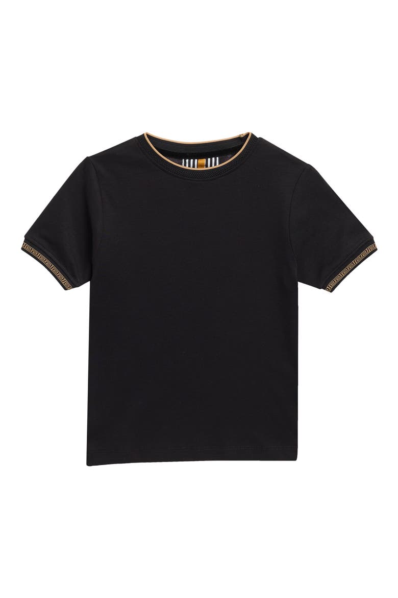 Kids' Tipped Crewneck Knit T-Shirt, Main, color, BLACK