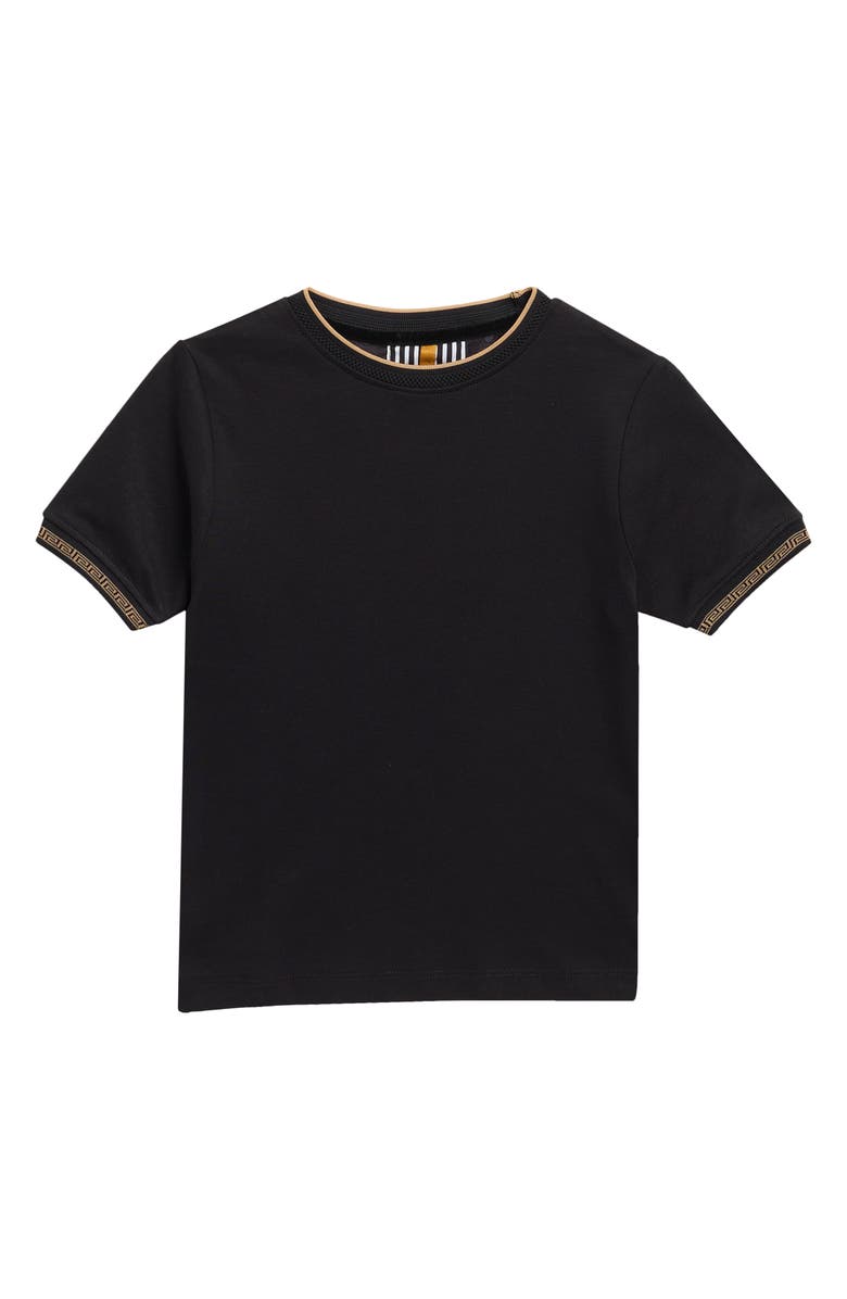 DENIM AND FLOWER Kids' Tipped Crewneck Knit T-Shirt, Main, color, Black