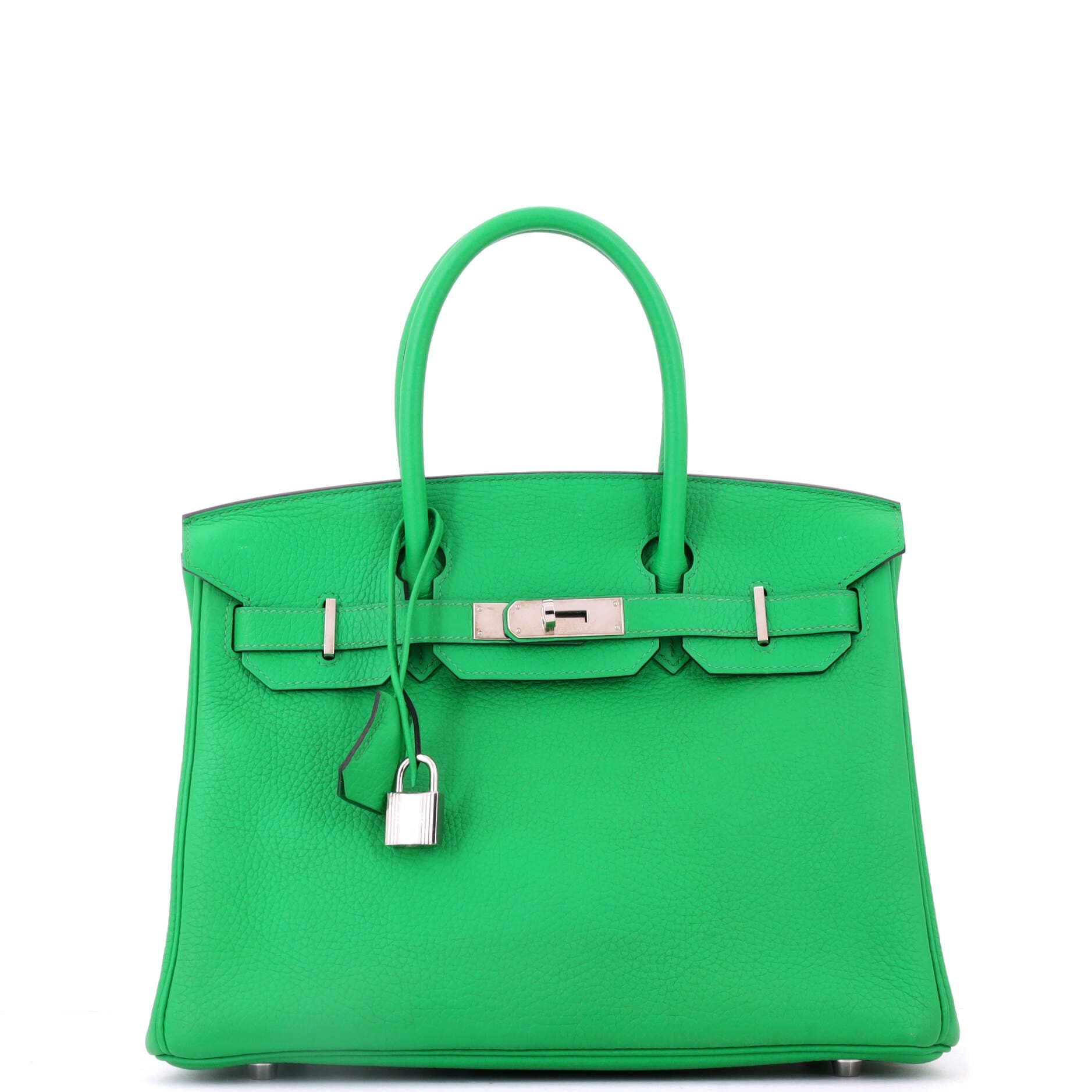 Birkin Handbag Green Clemence with Palladium Hardware 30, Main, color, Green