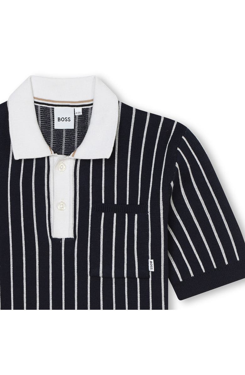 BOSS Kidswear Kids' Mini Me Stripe Cotton Polo, Alternate, color, 