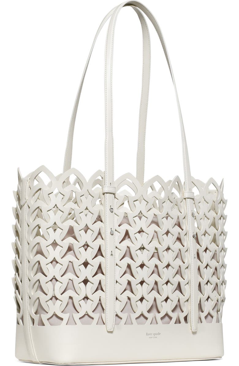 Kate Spade New York do it all woven large leather tote, Alternate, color, Cream.