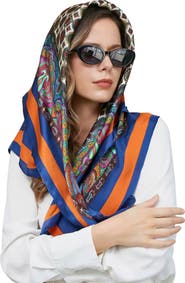 SILKSILKY Pure Silk Bohemian Square Scarf