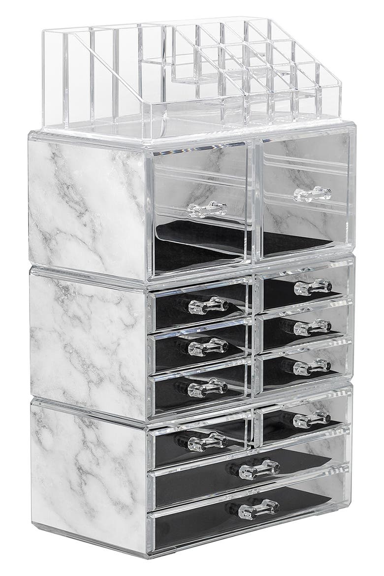 Makeup and Jewelry Storage Case Display Set - Marble, Main, color, MARBLE