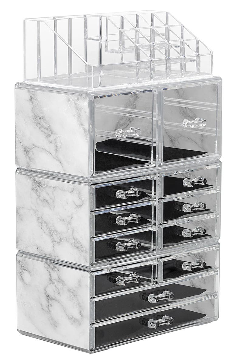 SORBUS Makeup and Jewelry Storage Case Display Set - Marble, Main, color, Marble