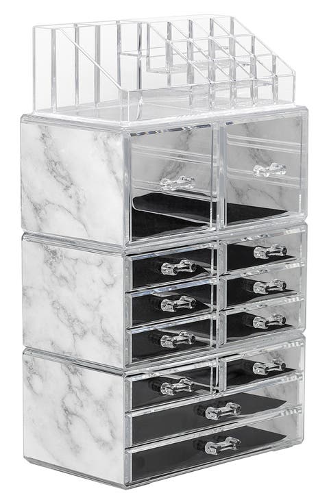 Makeup and Jewelry Storage Case Display Set - Marble