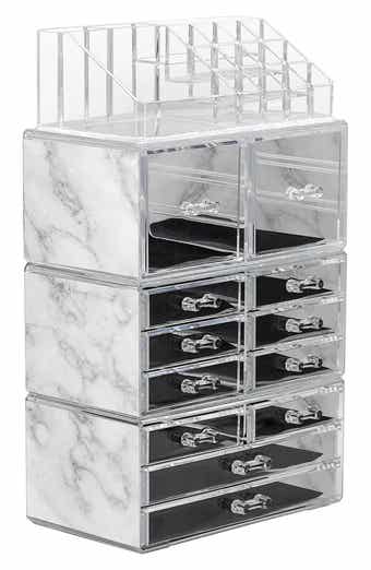 SORBUS Makeup and Jewelry Storage Case Display Set - Marble