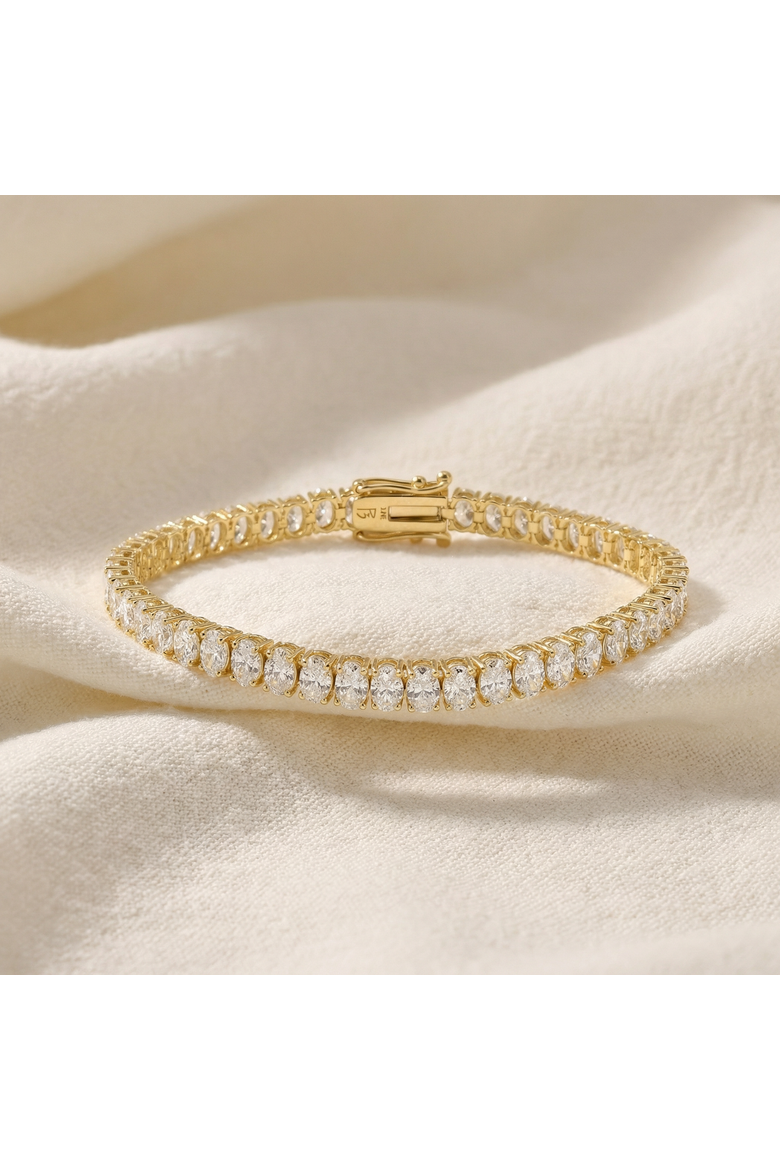 10Ct Oval Diamond Tennis Bracelet 14k Gold 7" Lab Grown, Alternate, color, 14k Yellow Gold