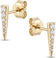 Spero London Long Pave Dagger Stud Earrings