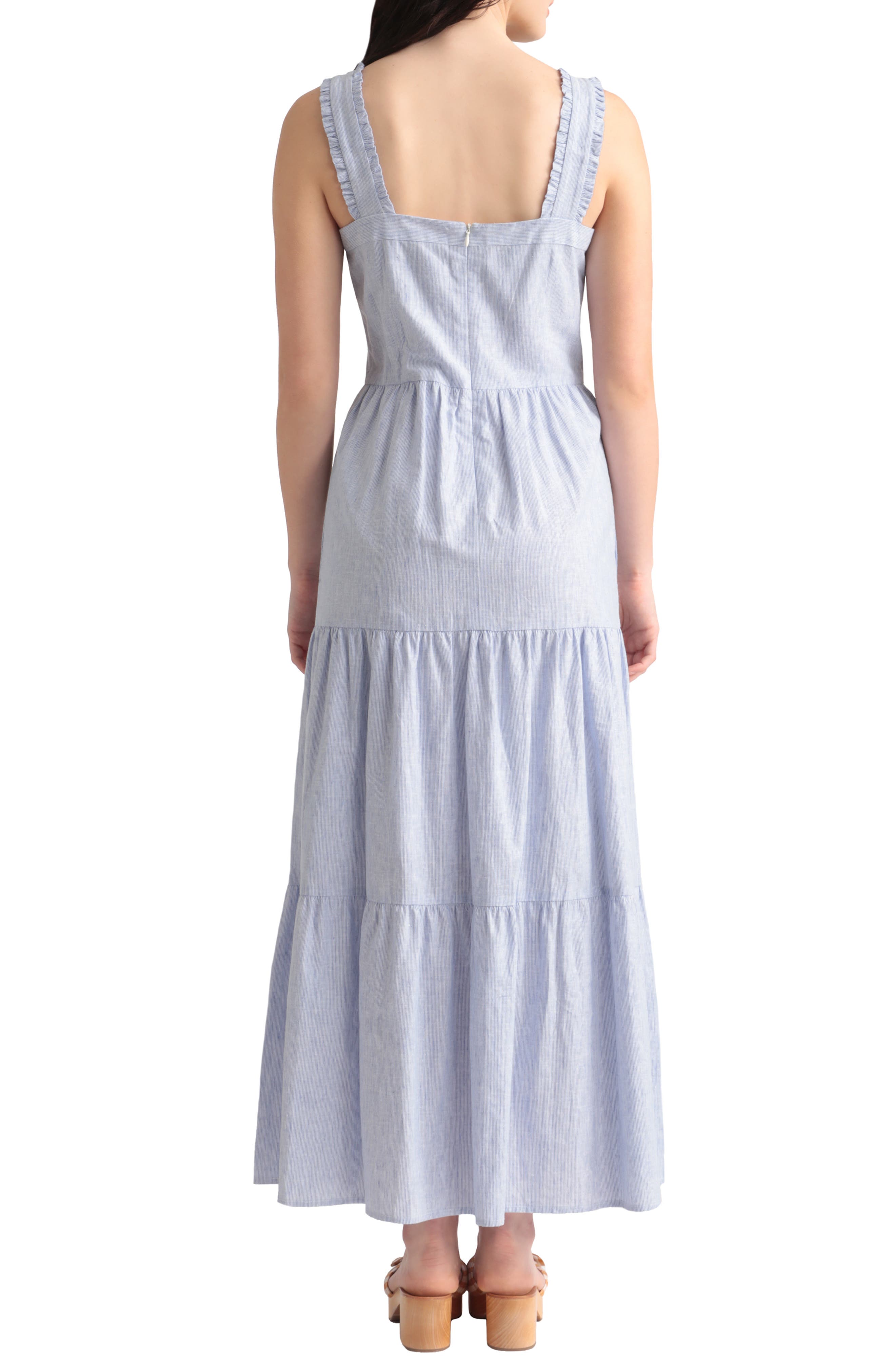 Maggy London Square Neck Linen & Cotton Midi Sundress (Women ...
