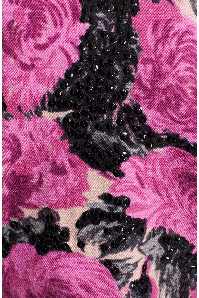 Embellished Floral Print Cardigan, Alternate, color, FUCHSIA MUMS