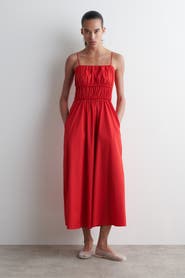 COS Gathered Cotton Midi Dress