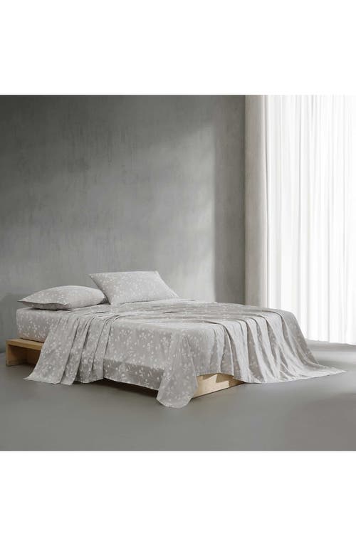 Calvin Klein White Flowers 300 Thread Count Sateen Sheet Set In Flax