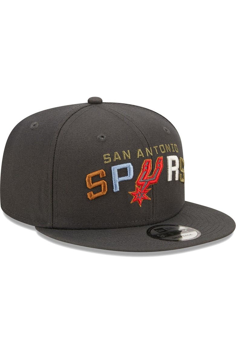 Men's New Era Charcoal San Antonio Spurs Color Pack Multi 9FIFTY Snapback Hat, Alternate, color, Charcoal