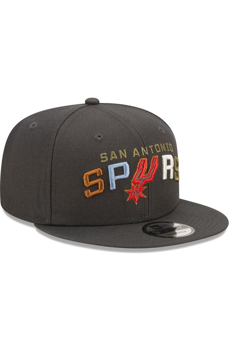 New Era Men's New Era Charcoal San Antonio Spurs Color Pack Multi 9FIFTY Snapback Hat, Alternate, color,
