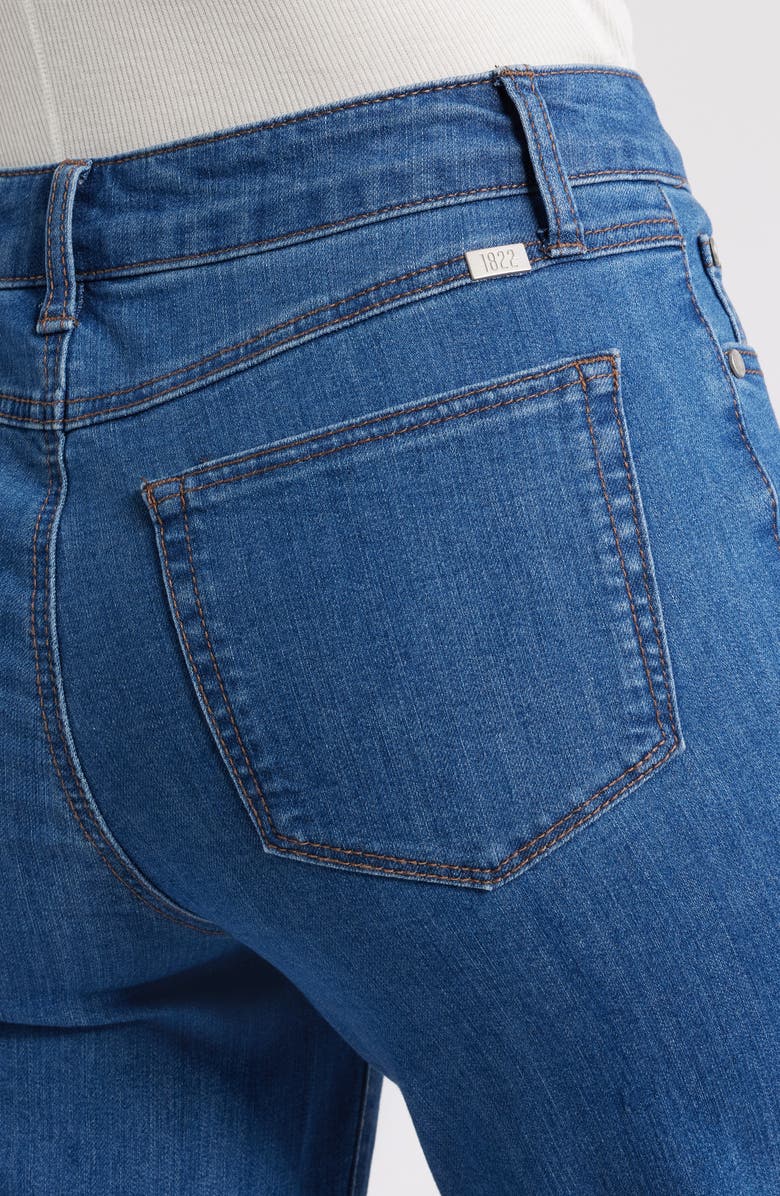 1822 Denim Cuffed Raw Hem Mid Rise Straight Leg Jeans, Alternate, color, Selma