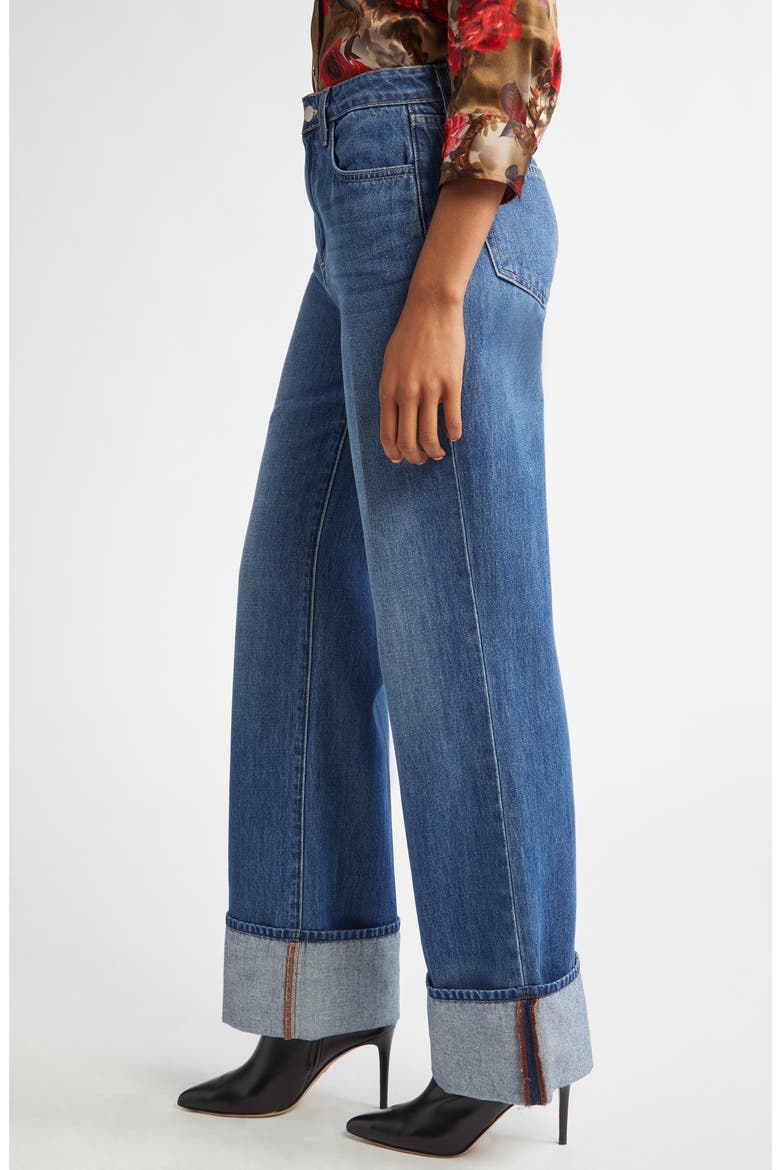 Miley High Waist Cuff Wide Leg Jeans, Alternate, color, LAMPSON