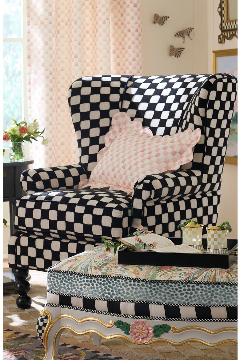 Rosy Check Reversible Scallop Lumbar Pillow, Alternate, color, ROSY