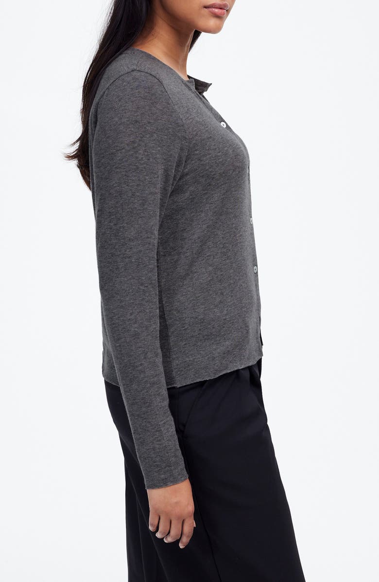 Madewell Crewneck Cardigan, Alternate, color, Heather Coal