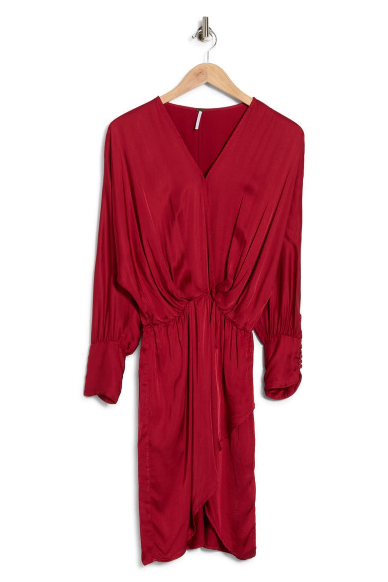 Charlie Satin Long Sleeve Dress, Alternate, color, RED VELVET