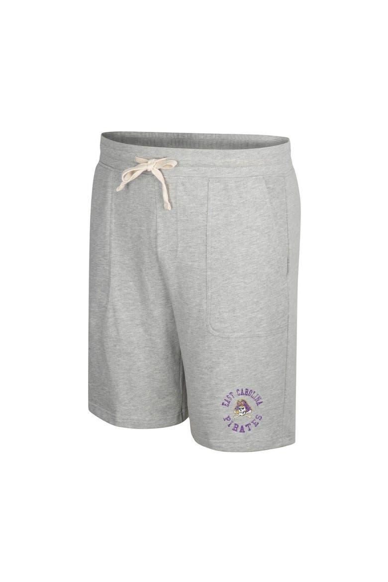 Men's Colosseum Heather Gray ECU Pirates Love To Hear This Terry Shorts, Alternate, color, Heather Gray