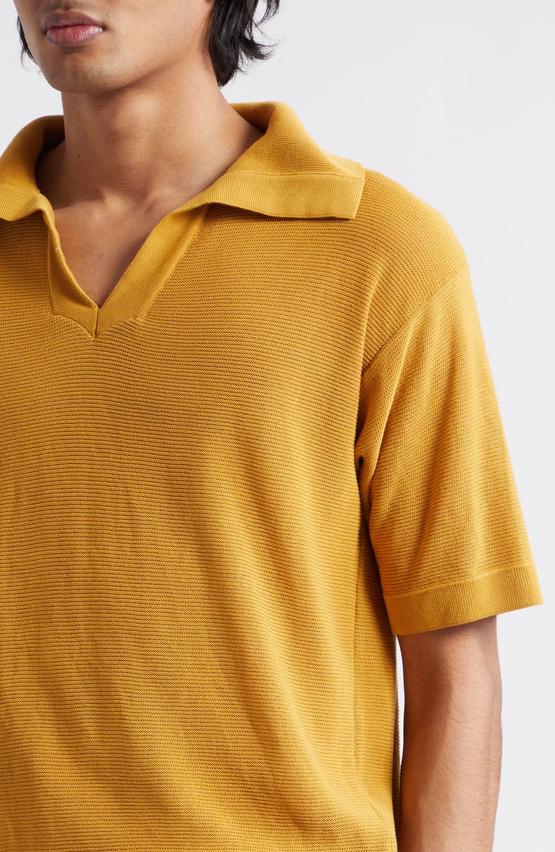 Bode Boxy Cotton Polo, Alternate, color, Brown Yellow