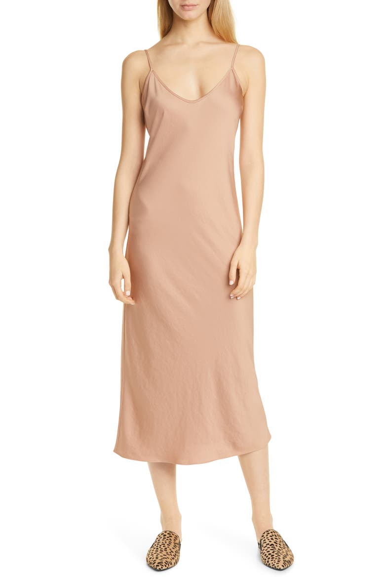 Everyday Bias Cut Satin Slipdress, Main, color, BLUSH