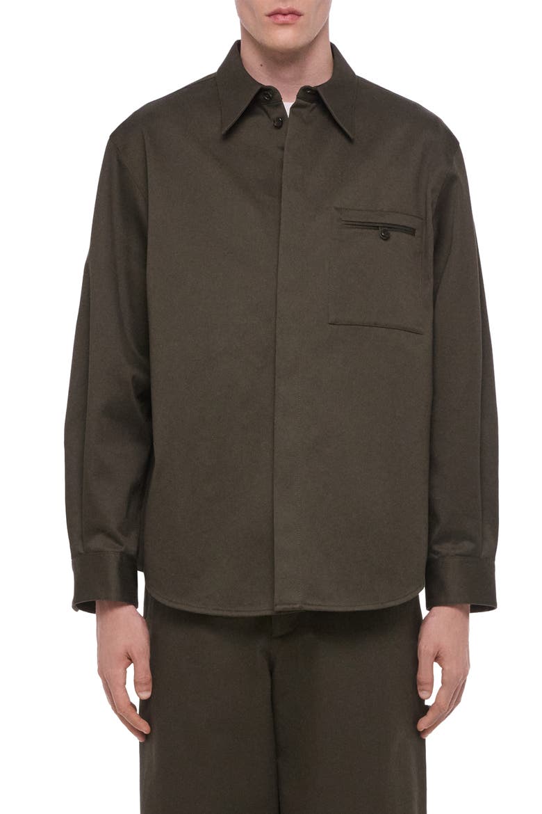 Cotton Chino Twill Overshirt, Main, color, DARK MOSS