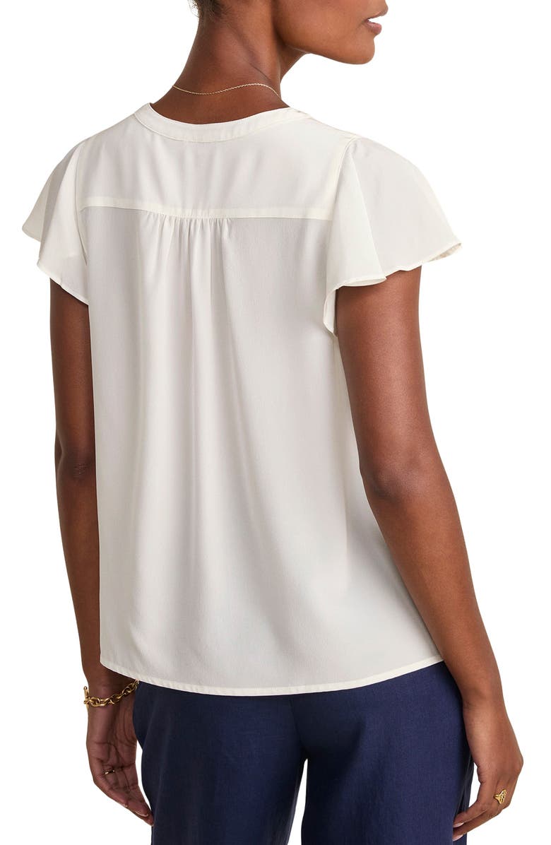 vineyard vines Shell Print Flutter Sleeve Silk Top, Alternate, color, Marshmallow