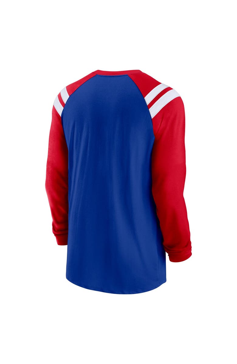 Nike Men's Nike Royal/Red New England Patriots Classic Arc Raglan Tri-Blend Long Sleeve T-Shirt, Alternate, color,