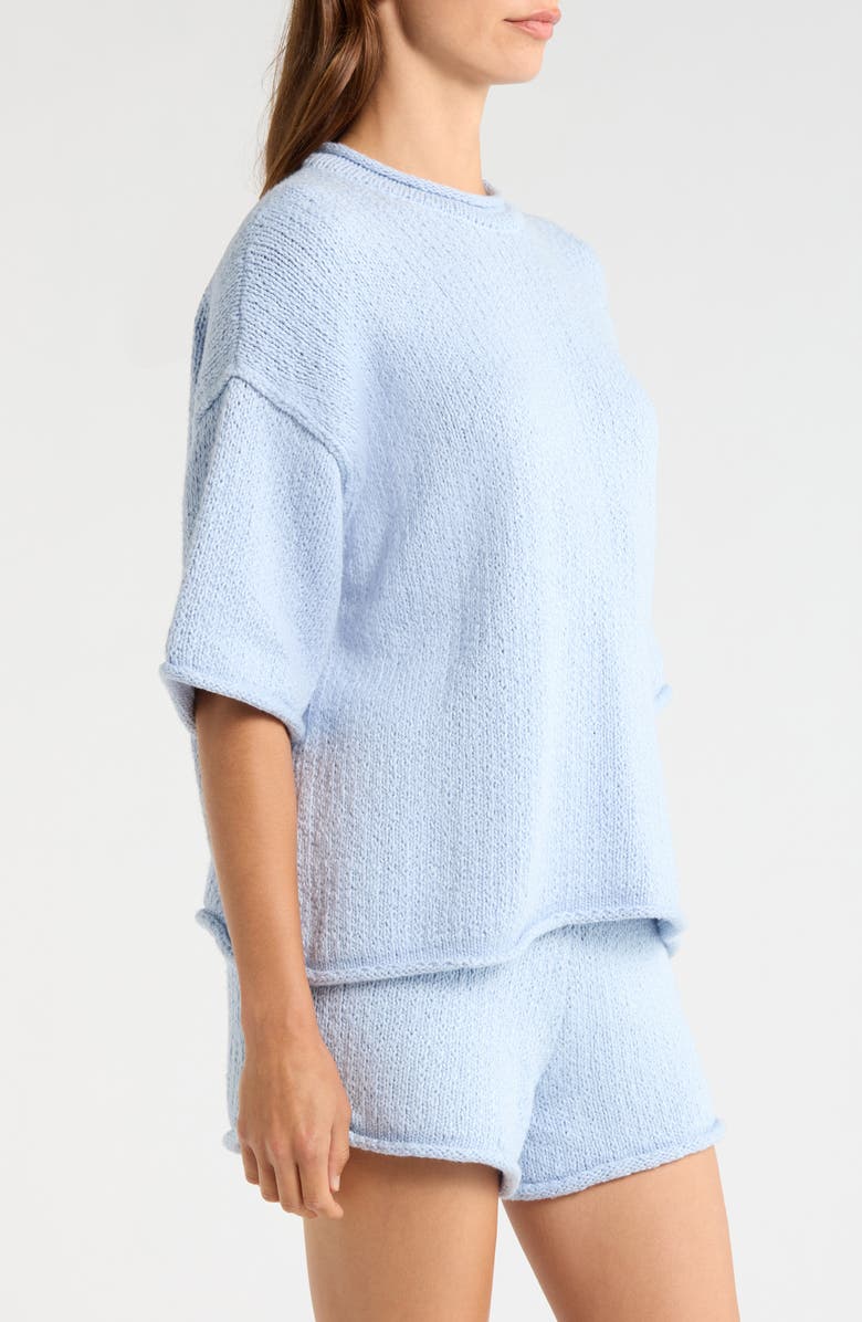 Lunya Cloud Cotton Short Sleeve Sweater, Alternate, color, Whisper Blue