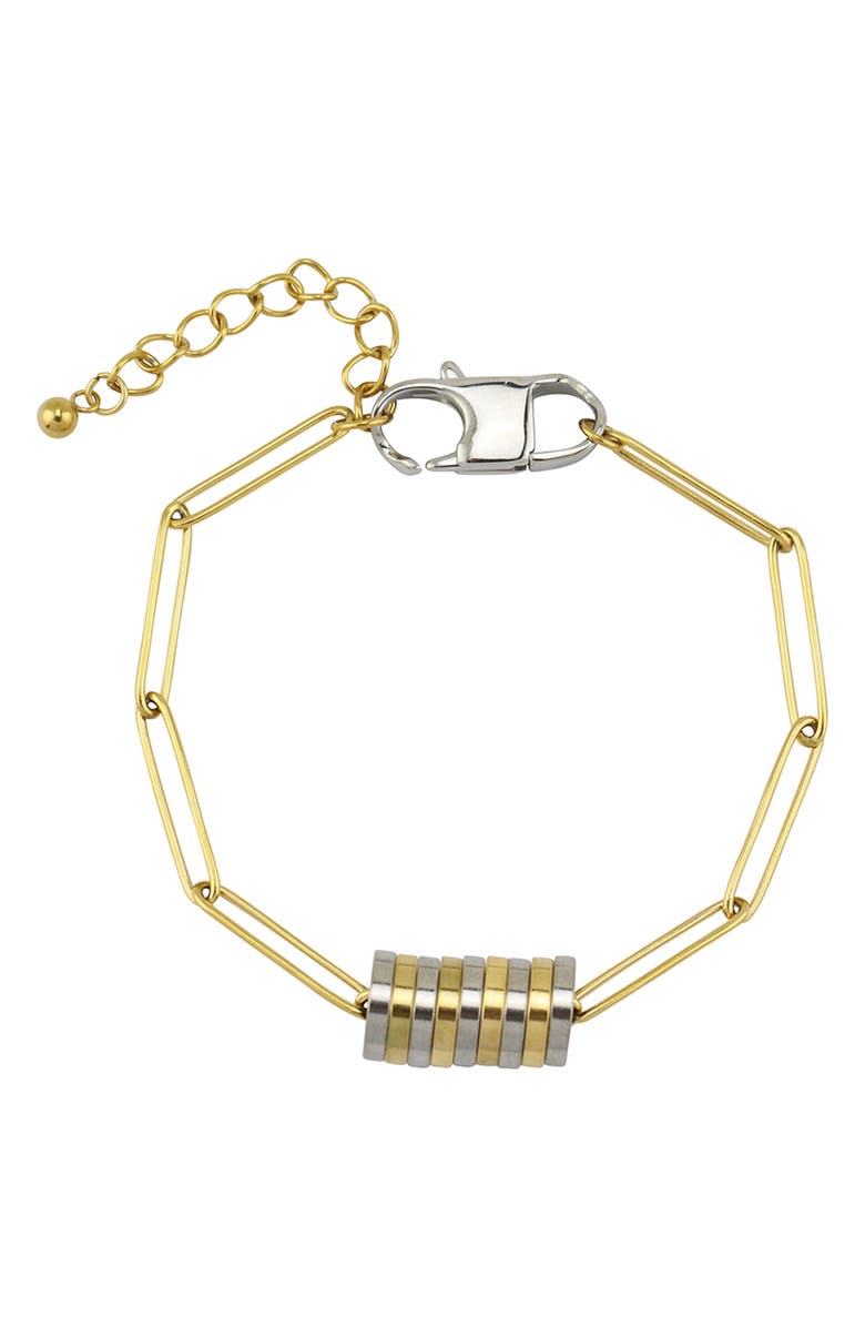 REBL Reese Disc 2-Tone Bracelet, Main, color, Gold