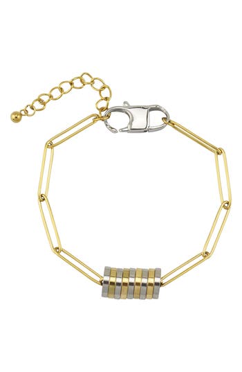Rebl Gender Inclusive Two-tone Disc Chain Bracelet In Gold