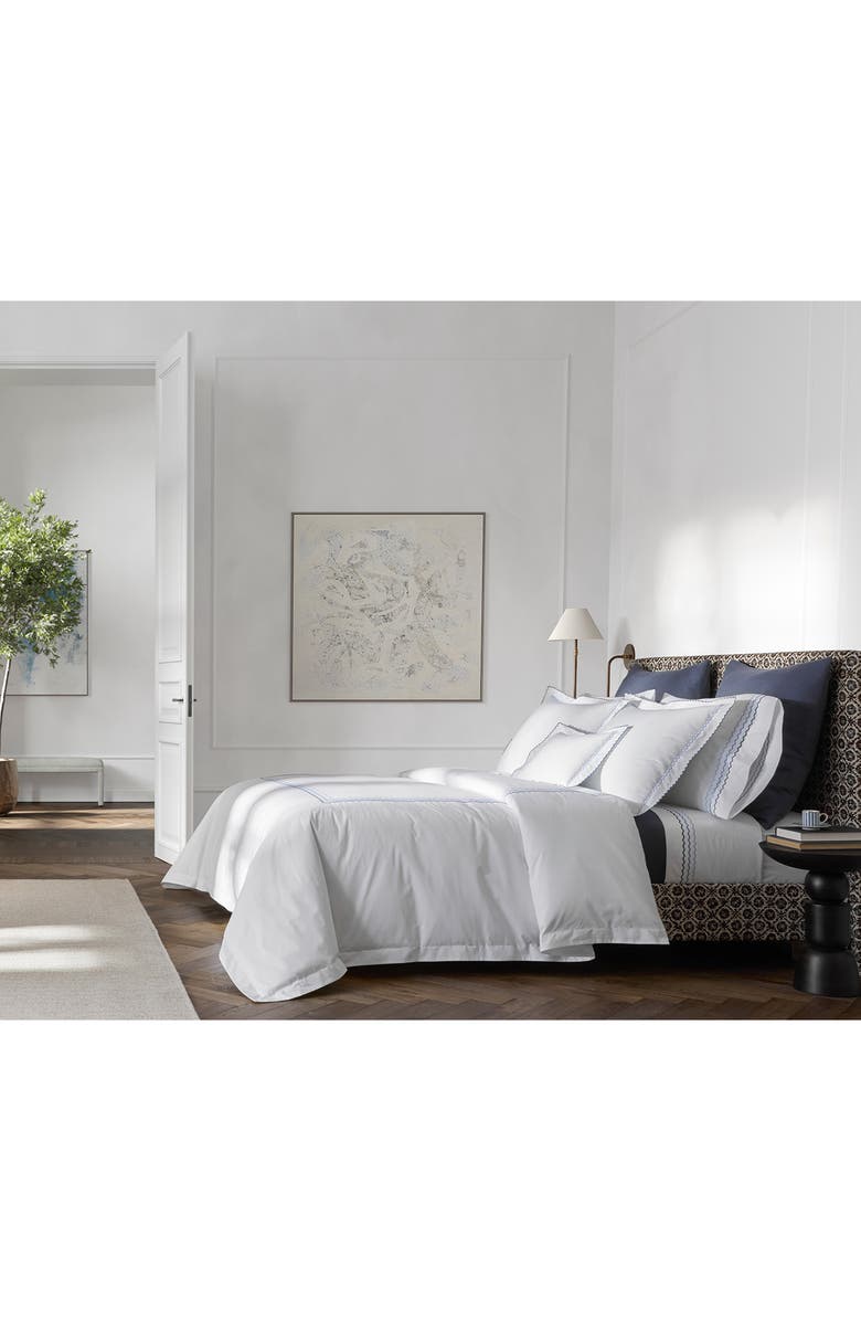 Matouk Axel Embroidered Flat Sheet, Alternate, color, White