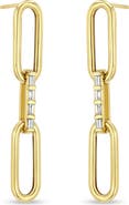 Zoë Chicco Large Paperclip Chain with Baguette Diamond Link Drop Earrings
