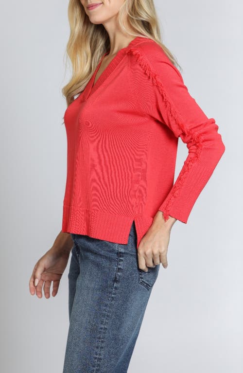 Apny Fringe Detail Cotton Sweater In Tangerine