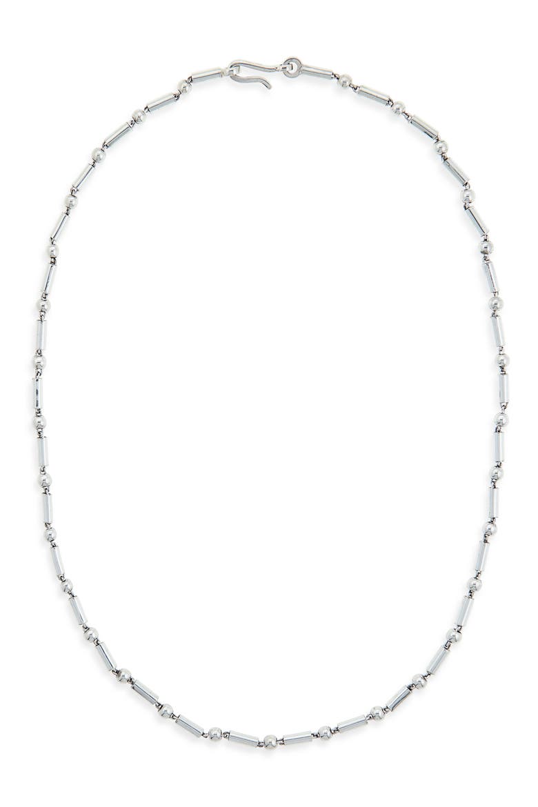 Men's Bar & Bead Necklace, Main, color, STERLING SILVER