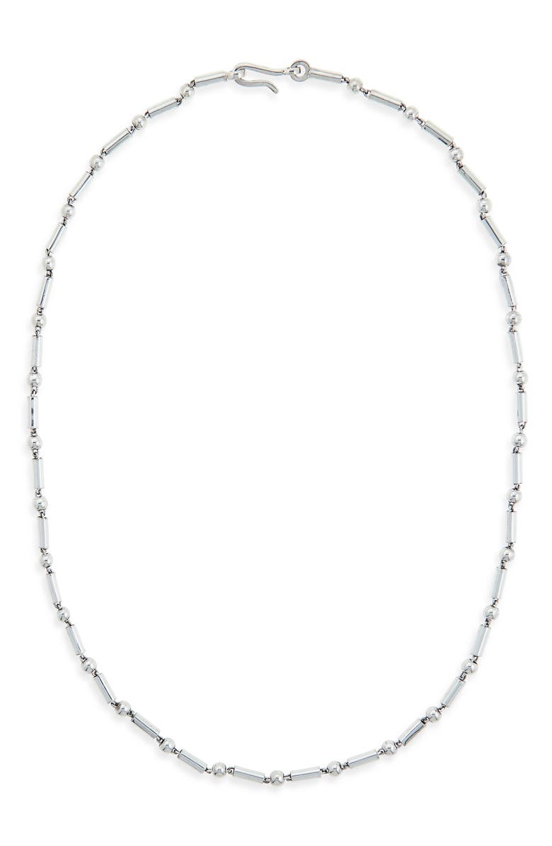 Caputo & Co. Men's Bar & Bead Necklace, Main, color, Sterling Silver