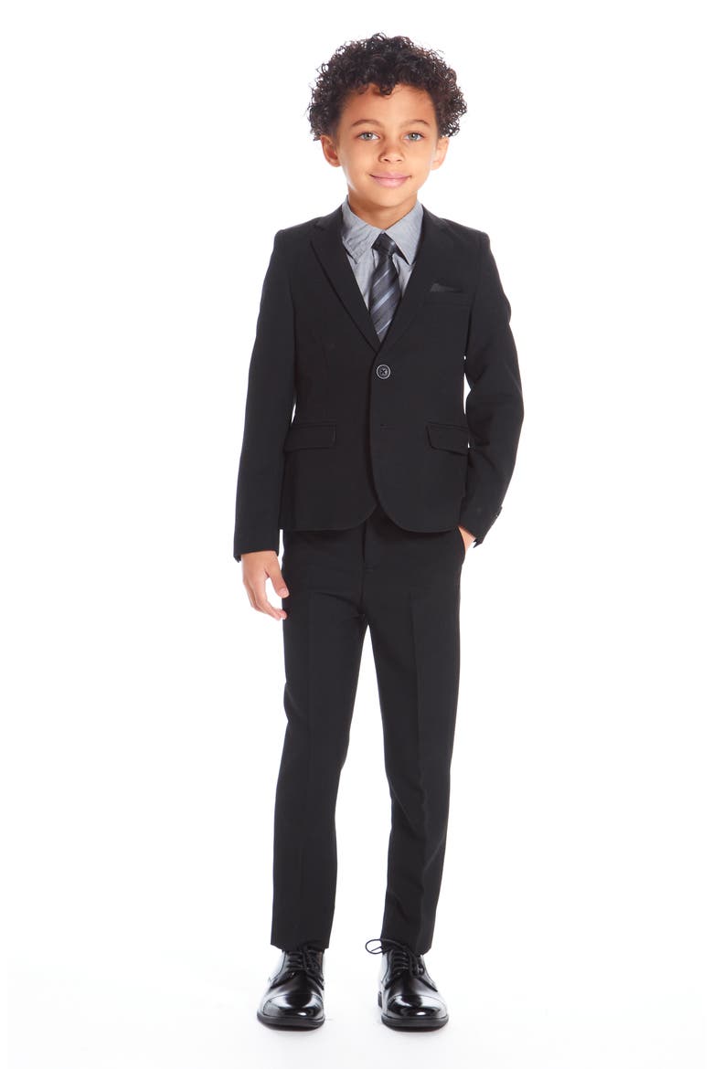 Kids' Solid Stretch Two-Piece Suit, Alternate, color, OXFORD