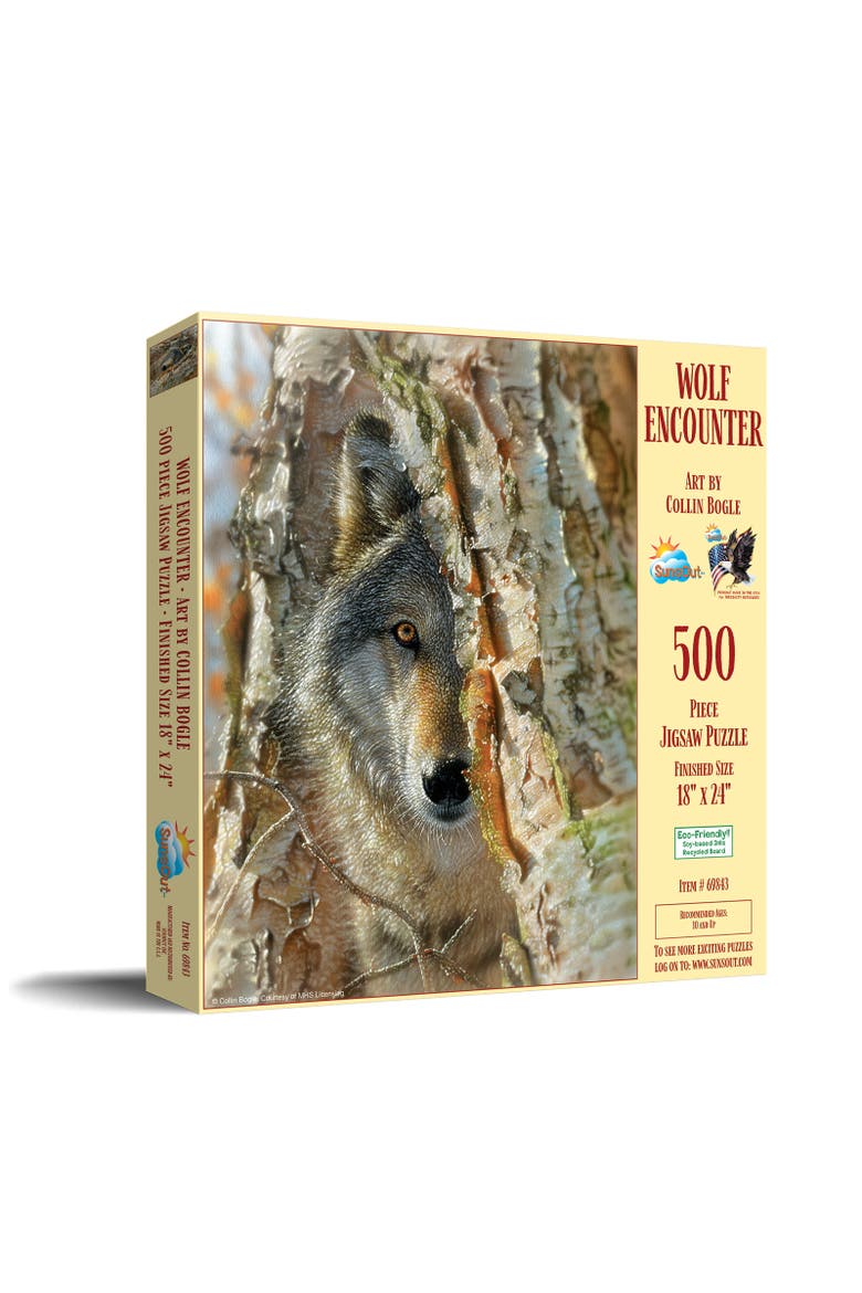 Wolf Encounter 500 piece Jigsaw Puzzle for Adults, Main, color, Multicolor