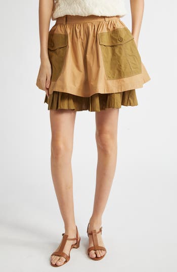 Ulla Johnson Jacqueline Colorblock Tiered Cotton Miniskirt In Multi