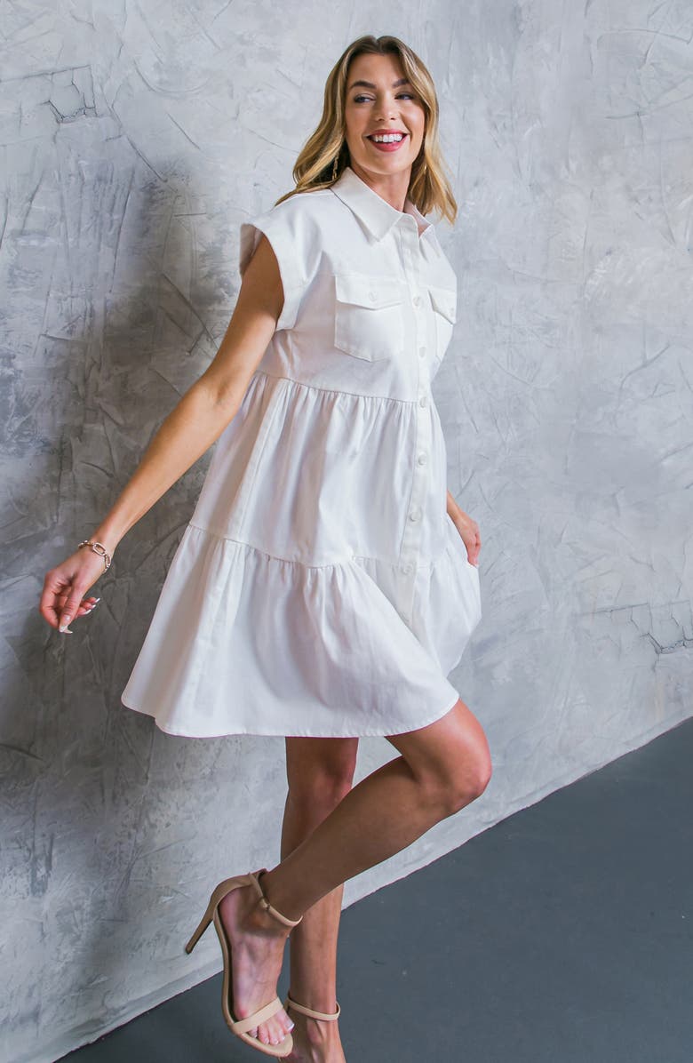 FLYING TOMATO Short Sleeve Tiered Shirtdress, Alternate, color, 