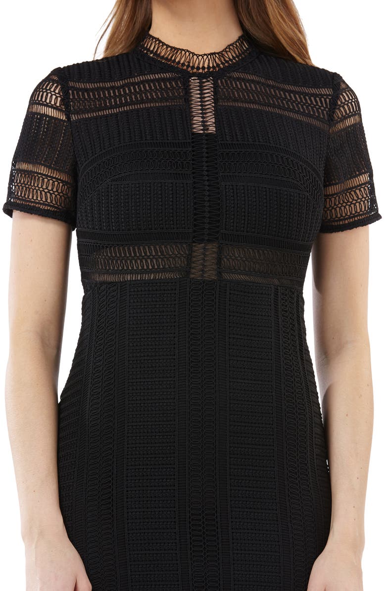 JS Collections Graphic Lace Body-Con Cocktail Dress, Alternate, color, 