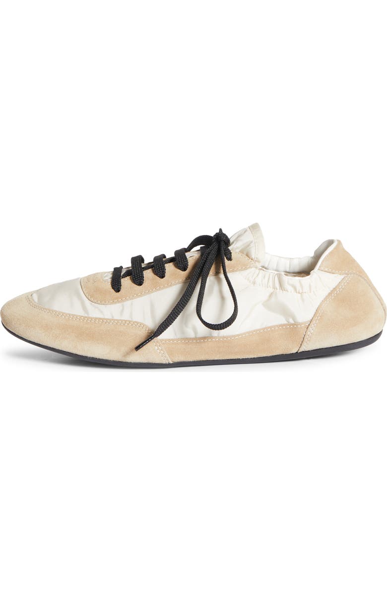 Prada Collapse Mixed Media Low Top Sneaker, Alternate, color, Beige